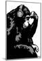 Steez Monkey Thinker BW-null-Mounted Poster