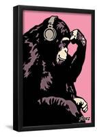 Steez Monkey Thinker - Pink Art Poster Print-null-Framed Poster