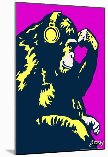 Steez Monkey Thinker - Purple Art Poster Print-null-Mounted Poster