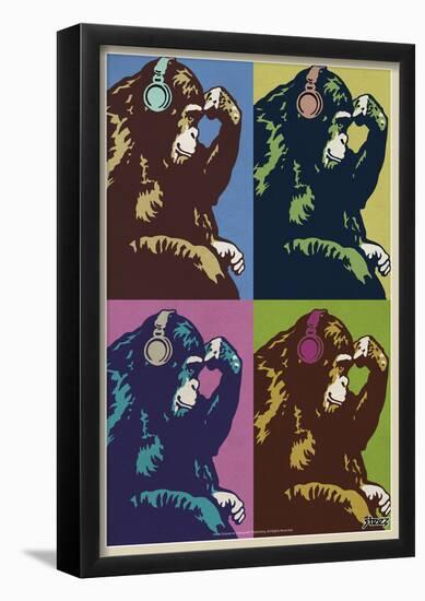 Steez Monkey Thinker Quad Pop-Art-null-Framed Poster