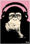 Steez Headphone Chimp - Pink Art Poster Print-Steez-Poster