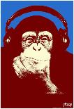 Steez Headphone Chimp - Black & White-Steez-Framed Poster