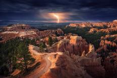 Lightning over Bryce Canyon-Stefan Mitterwallner-Stretched Canvas