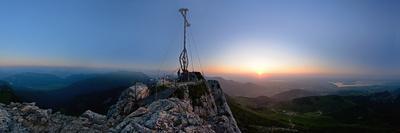 Peak Cross of the Kampenwand Mountain, Sundown-Stefan Sassenrath-Photographic Print