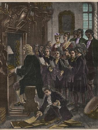 Johann Sebastian Bach Playing the Organ at the St. Thomas School