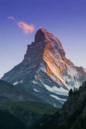 View at Sunset of Matterhorn, Zermatt, Wallis, Switzerland