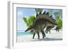 Stegosaurus Dinosaurs Drinking from a Jurassic Lake-null-Framed Premium Giclee Print