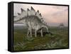 Stegosaurus Dinosaurs Grazing on Plants-null-Framed Stretched Canvas