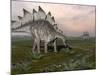 Stegosaurus Dinosaurs Grazing on Plants-null-Mounted Art Print