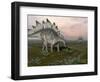 Stegosaurus Dinosaurs Grazing on Plants-null-Framed Art Print