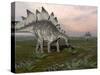 Stegosaurus Dinosaurs Grazing on Plants-null-Stretched Canvas