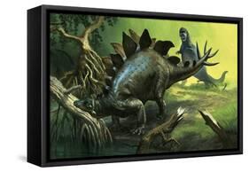 Stegosaurus-English School-Framed Stretched Canvas