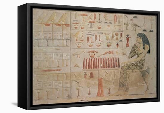 Stela of Princess Nefertiabet, from Giza, Old Kingdom, circa 2590-2565 BC (Painted Limestone)-null-Framed Stretched Canvas