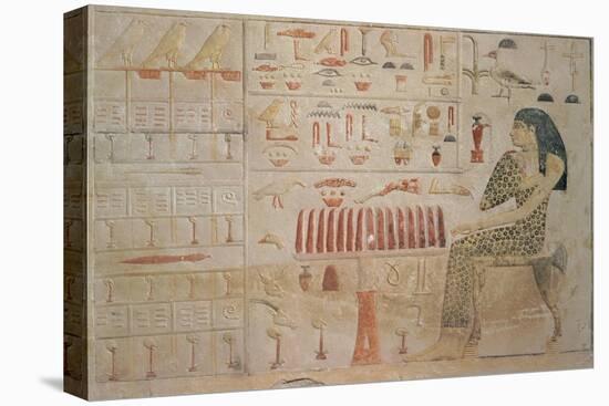 Stela of Princess Nefertiabet, from Giza, Old Kingdom, circa 2590-2565 BC (Painted Limestone)-null-Stretched Canvas