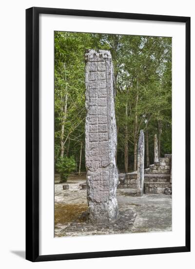 Stelae in Front of Structure 1, Calakmul Mayan Archaeological Site, Campeche, Mexico, North America-Richard Maschmeyer-Framed Photographic Print