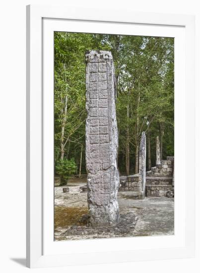 Stelae in Front of Structure 1, Calakmul Mayan Archaeological Site, Campeche, Mexico, North America-Richard Maschmeyer-Framed Photographic Print