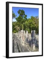 Stelae in Front of Structure 2, Calakmul Mayan Archaeological Site, Campeche, Mexico, North America-Richard Maschmeyer-Framed Photographic Print