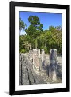 Stelae in Front of Structure 2, Calakmul Mayan Archaeological Site, Campeche, Mexico, North America-Richard Maschmeyer-Framed Photographic Print