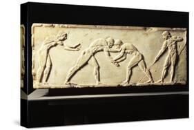 Stele Depicting Wrestling Competition, Relief from Kerameikos Necropolis in Athens, Greece-null-Stretched Canvas