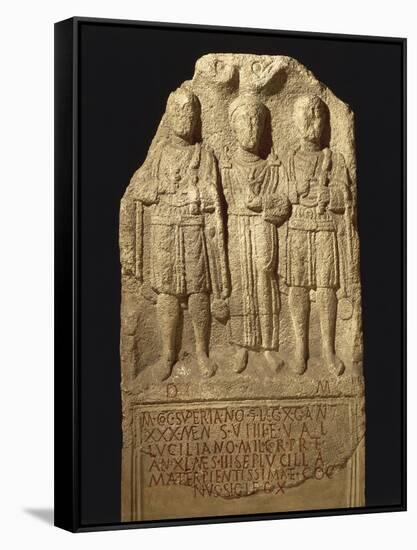 Stele of M. Cocceio Superiano Depicting a Woman Between Two Lares, Guarantors of Iustae Nuptiae-null-Framed Stretched Canvas