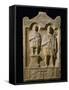 Stele of the Buccinator Aurelio Bitone with Shield and Horn-null-Framed Stretched Canvas