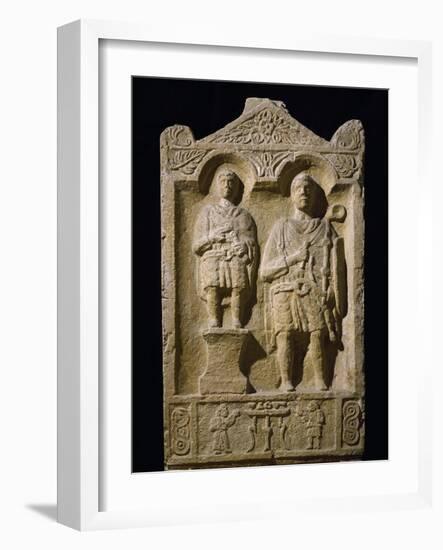 Stele of the Buccinator Aurelio Bitone with Shield and Horn-null-Framed Giclee Print