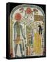 Stele of the Lady Taperet Before Re-Horakhty, circa 1000 BC (Stuccoed & Painted Wood)-null-Framed Stretched Canvas