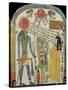 Stele of the Lady Taperet Before Re-Horakhty, circa 1000 BC (Stuccoed & Painted Wood)-null-Stretched Canvas