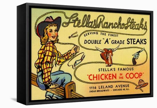 Stellas Ranch O' Steaks-Curt Teich & Company-Framed Stretched Canvas