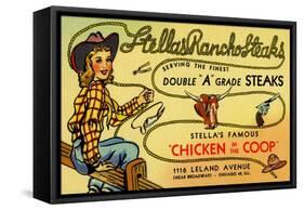 Stellas Ranch O' Steaks-Curt Teich & Company-Framed Stretched Canvas