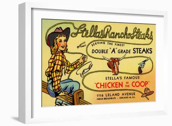 Stellas Ranch O' Steaks-Curt Teich & Company-Framed Art Print