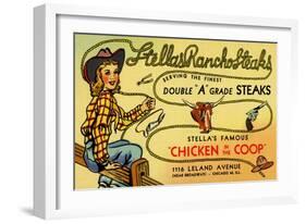 Stellas Ranch O' Steaks-Curt Teich & Company-Framed Art Print