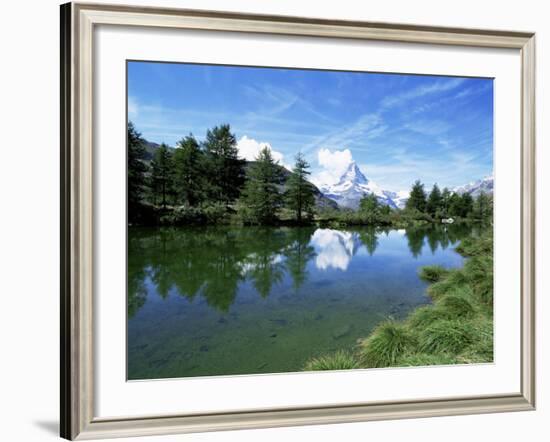 Stellisee and Matterhorn, 4478M, Valais, Swiss Alps, Switzerland-Hans Peter Merten-Framed Photographic Print