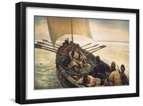 Stenka Razin Sailing in the Caspian Sea-Vasilii Ivanovich Surikov-Framed Art Print