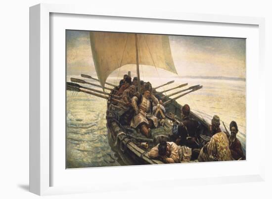 Stenka Razin Sailing in the Caspian Sea-Vasilii Ivanovich Surikov-Framed Art Print