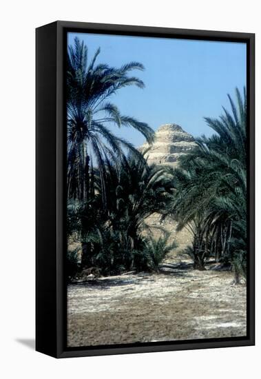 Step Pyramid (Behind Palms) of King Djoser (Zozer), Saqqara, Egypt, 3rd Dynasty, C2600 Bc-Imhotep-Framed Stretched Canvas