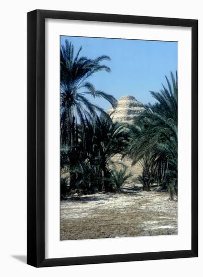 Step Pyramid (Behind Palms) of King Djoser (Zozer), Saqqara, Egypt, 3rd Dynasty, C2600 Bc-Imhotep-Framed Photographic Print