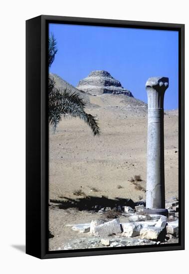 Step Pyramid of King Djoser (Zozer) Behind Ruins of Temple, Saqqara, Egypt, C2600 Bc-Imhotep-Framed Stretched Canvas