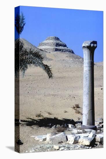 Step Pyramid of King Djoser (Zozer) Behind Ruins of Temple, Saqqara, Egypt, C2600 Bc-Imhotep-Stretched Canvas