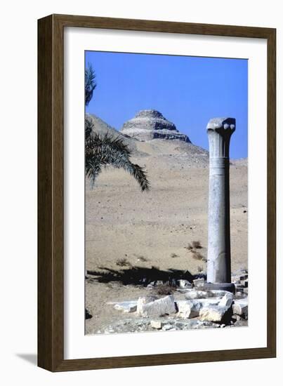 Step Pyramid of King Djoser (Zozer) Behind Ruins of Temple, Saqqara, Egypt, C2600 Bc-Imhotep-Framed Photographic Print