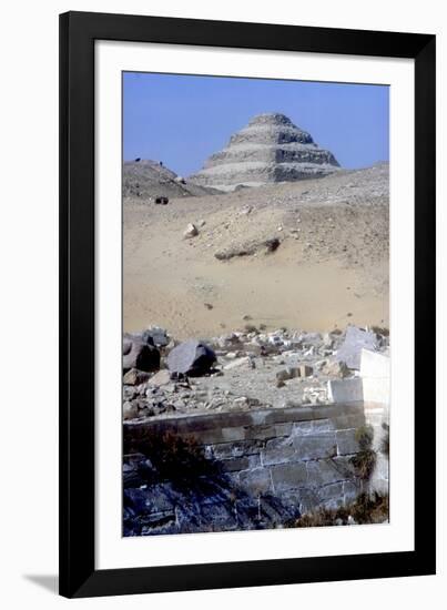 Step Pyramid of King Djoser (Zozer) Behind Ruins of Temple, Saqqara, Egypt, C2600 Bc-Imhotep-Framed Photographic Print