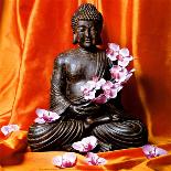 Buddha with Flowers-Stephane De Bourgies-Framed Art Print