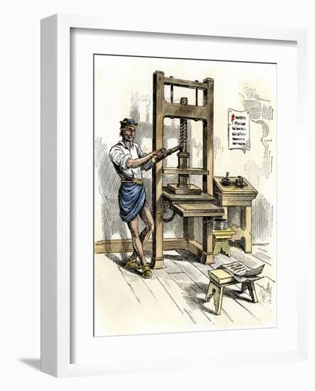 Stephen Daye's Press, the First Printing Press in America, Cambridge, Massachusetts, c.1640-null-Framed Giclee Print