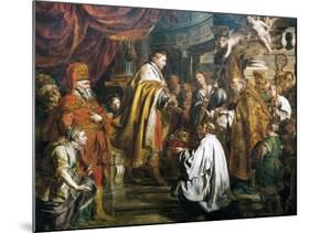 Stephen I Receiving Crown of Hungary from Pope Sylvester II, 1000-Pierre Joseph Verhaghen-Mounted Giclee Print