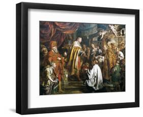 Stephen I Receiving Crown of Hungary from Pope Sylvester II, 1000-Pierre Joseph Verhaghen-Framed Giclee Print