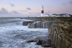 Rough seas crash over rocks near Portland Bill Lighthouse, Dorset, England, United Kingdom, Europe-Stephen Spraggon-Photographic Print