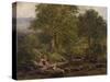 Stepping Stones on the River Rothay, under Loughrigg, 1857-George Pettitt-Stretched Canvas