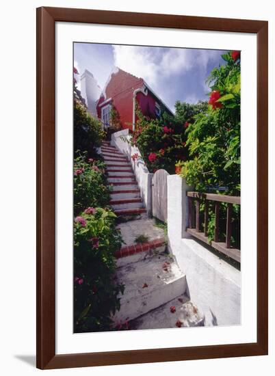 Steps And Flowers, St George, Bermuda-George Oze-Framed Photographic Print