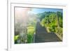 Steps flanked by stone pillars and Qi Ling lions leading up towards a stone gate, Zhejiang, China,-Andreas Brandl-Framed Photographic Print