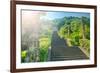 Steps flanked by stone pillars and Qi Ling lions leading up towards a stone gate, Zhejiang, China,-Andreas Brandl-Framed Photographic Print